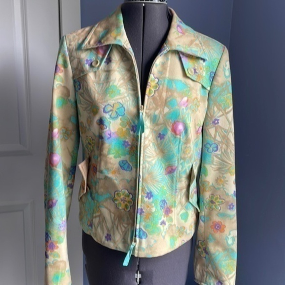 Carlisle blazer size 6 fully lined spring floral zip up jacket